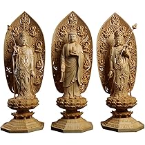 Amazon｜繁樓藝雕 仏像 薬師如来 仏壇仏像 薬師三尊 日光菩薩