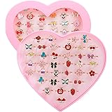 Fineder 36pcs Children Kids Little Girl Gift, Jewelry Adjustable Rings in Box, Girl Pretend Play and Dress up Rings,Random Sh