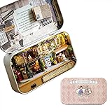 moin moin 【 日本語説明書 】 ドールハウス ミニチュア 手作りキット セット 小物入れで暮らすうさぎシリーズ 初心者 兎 ギフト 自由研究 知育 | LEDライト + スタンド 付属 (アンティークカフェ)