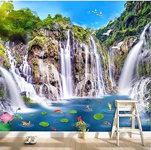 Amazon Co Jp カスタムmurasl3dブリッジ風景滝自然風景写真壁紙リビングルーム寝室背景壁 1x100cm ホーム キッチン