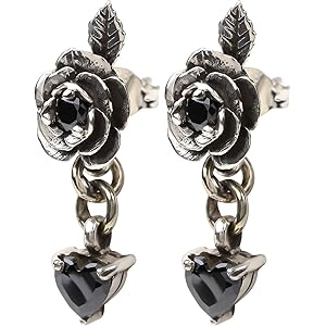 (SOWAKA) ピアス メンズ 両耳 レディース 片耳 シルバー925 キュービックジルコニア ローズ 薔薇 (ブラッ…
