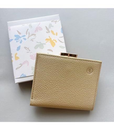 Amazon.co.jp: 皇居 本革 財布 黄色 2つ折りタイプ 菊の御紋 G