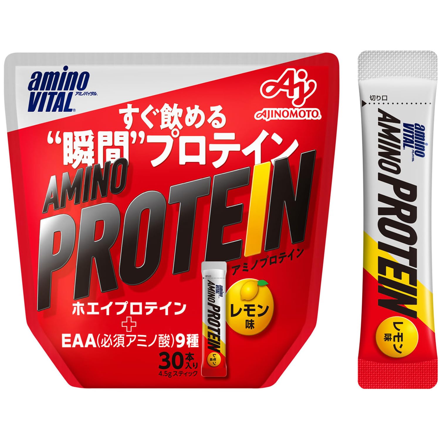【52%OFF】【2,407円】 味の素 アミノプロテイン シェイカー不要 計量不要 レモン味 30本入