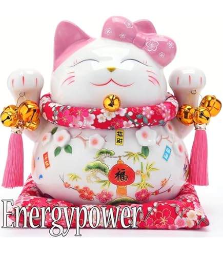Amazon.co.jp: EnergyPower 招き猫 プレミアム白磁製 金運招財 大型