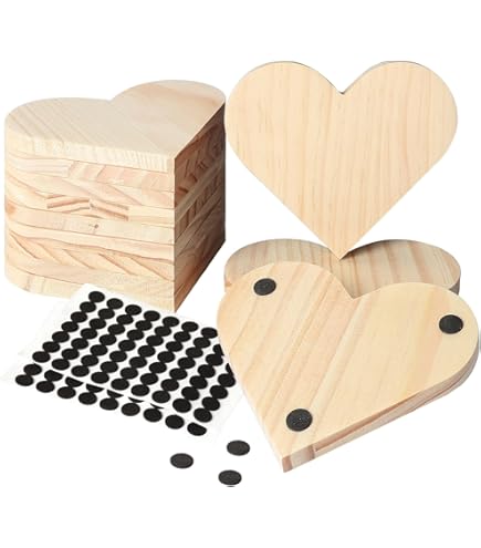Amazon.co.jp: 8インチ 4個パック 厚い木製ハート クラフト用 自立型