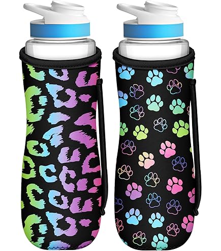 SLEILIN 32oz Cute Printed Sleeve For Cirkul Bottle - Neoprene Insulated Cover With Handles (Paw Design)