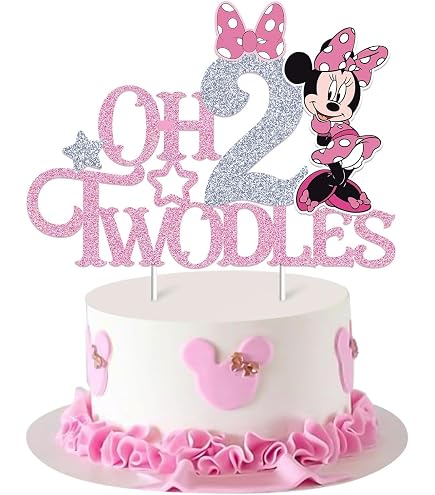GZDUCK Oh Twodles Cake Topper Set - 46Pcs Pink Mouse Decor For 2nd Birthday Party - View #11