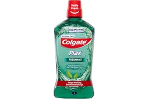 Colgate Plax 抗菌漱口水，清新薄荷，不含酒精，杀死 99.9% 细菌，24/7 控制口臭，抗菌漱口水，经过临床测试，清新薄荷味，1L
