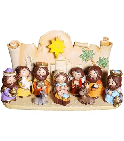 Amazon.co.jp: キリスト降誕セット フィギュア 手描き 樹脂製人形