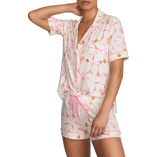 Amazon | Victoria's Secret 女性用フランネルパジャマセット、半袖