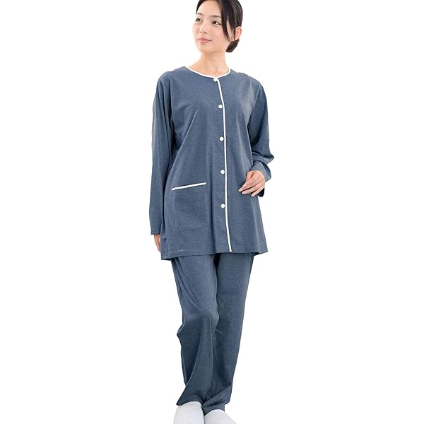 Amazon | [パジャマ工房] レディース パジャマ 長袖 前開き 衿