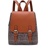 [Yangelo] リュックサック　レディース　人気　チェック柄　かわいい　トートバッグ PU レディース 通勤 通学 おしゃれ 大容量　人気 高校生 女子 リュック ブラウン