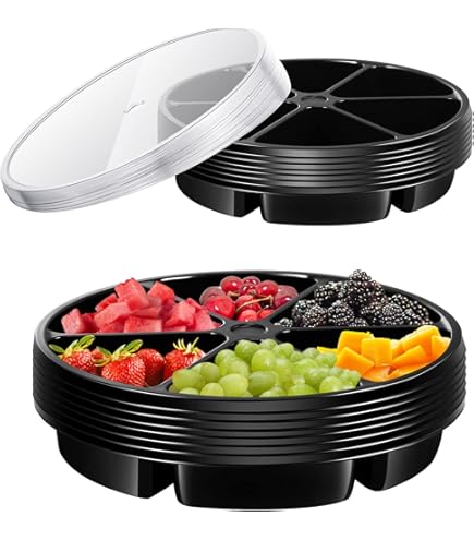 Ratfeit Plastic Snack Serving Tray, 11.2 Inch Unbreakable Chip And Dip