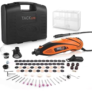 TACKLIFE ミニルーター RTD35ACL 6段変速 100W 彫刻/穴あけ/研磨/切断/切削/汚れ落とし 保護カバー 補助ハンドル 85pcs ケース付き 日本語取扱説明書 2年保証