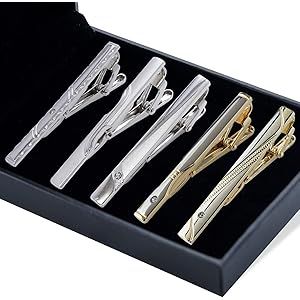 [Derivative world] ネクタイピン おしゃれ おもしろ ブランド 5本セット メンズ タイピン ゴールド 高級 (シルバー/ゴールド)