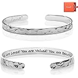 Carviell Bracelets for Women, Personalized Gifts for Her, Mom, Best Friend, Inspirational Friendship Cuff for Teen Girls, Eng