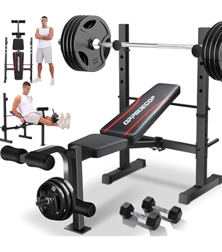 Barbell Gym Set With Bench Amazon Weight Bar Set With Weights