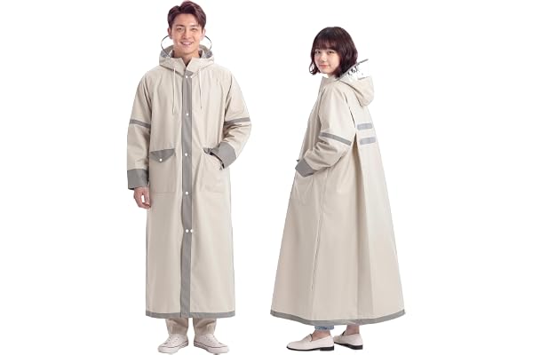 [Kimwood] 【レッドドット受賞 JIS 級防水＆シームレス】レインコート 自転車 5級撥水【激雨対応！強力防水構造】レインコート レディース メンズ リュック対応 超軽量 カッパ ポンチョ ポケット付き ロング丈 通勤通学 防災 アウトドア 