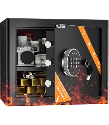 Amazon.co.jp: WASJOYE 指紋認証式 金庫 電子金庫 家庭用 店舗用 業務