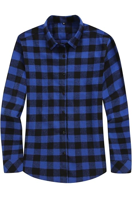 Fesky Womens Red Buffalo Plaid Shirts 