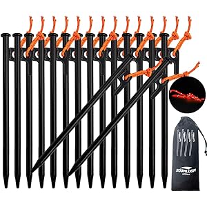 Soomloom スチール ソリッド ペグ テーク キャンプ設営用具 25CM (6本1セット/8本1セット/16本セット)