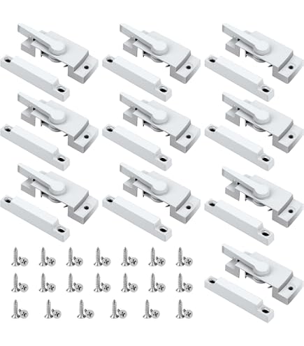 Hicarer Zinc Window Sash Locks (6-Pack) - Secure Casement & Hung Windows, Easy Install, White