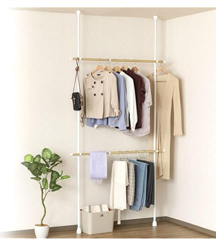Amazon.co.jp: Sakugi ハンガーラック - ダブルロッド スリムな衣類