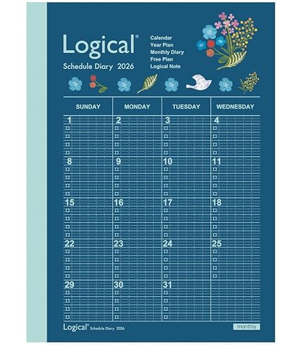 Amazon.co.jp: ナカバヤシ 手帳 2026 ロジカルダイアリー 月間ノート