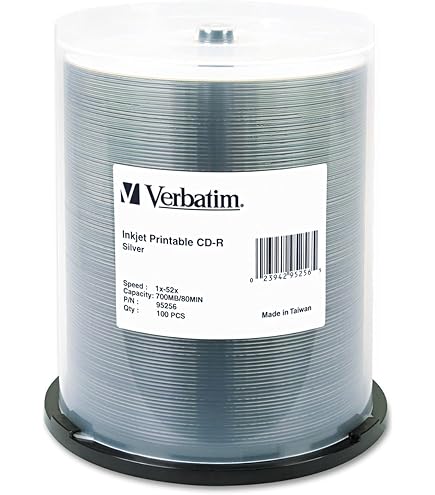 PlexDisc Printable CD-R 100 Pack - 700MB 52X Silver Inkjet Hub Printable Recordable Discs