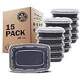 Freshware Meal Prep Containers [15 Pack] 1 Compartment Food Storage Containers with Lids, Bento Box, BPA Free, Stackable, Mic