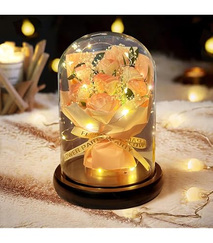 Amazon｜VIVIBELL 造花 バラ 金メッキローズLEDライト付き 電池式 枯れ