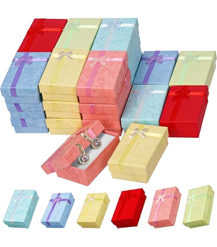 12Pcs Red Cardboard Jewelry Gift Boxes Set - 3.5x3.5x1.2 Inch, With Satin Ribbon & Scissors, For Necklaces, Rings, Earrings - View #7