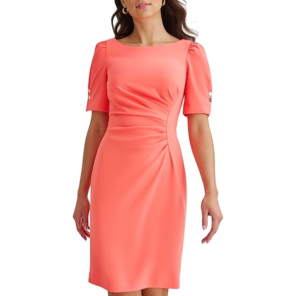 Calvin Klein Women's Scuba Crepe Sleeveless Princess Seam Sheath Dress,  Slight Black, 4 : Amazon.sg: Fashion