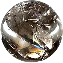 天然水晶　クリスタルクォーツスフィア約60.6mm　バイオタイト入り虹有りシリカ 天然水晶　クリスタルクォーツスフィア約60.6mm　バイオタイト入り虹有りシリカ