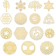 Amazon.co.jp: OLYCRAFT 15種 メタルシール 神聖幾何学 レジン