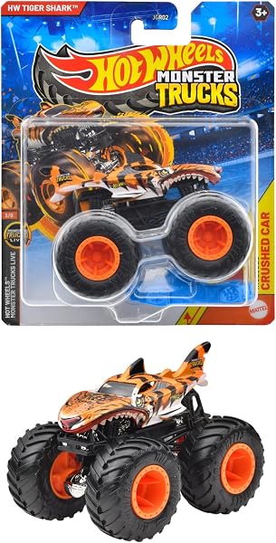 ホットウィール(Hot Wheels) モンスタートラック 1:64 タイガー・シャーク 乗り物おもちゃ ミニカー 3歳から オレンジ JGR02 - 1
