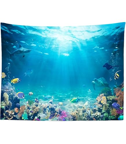Amazon.co.jp: HVEST ウミガメタペストリー 熱帯魚 クラゲとサンゴ礁