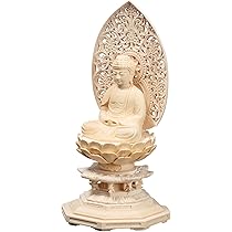 Amazon.co.jp: 西塔屋 仏具 仏像 桧木 八角台 唐草光背 阿弥陀 1.8寸