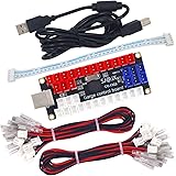 SJ@JXアーケードDIYキットLED USBエンコーダーボードゼロ遅延アーケードコントローラーSANWAジョイスティックボタンファイトスティックラズベリーパイレトロパイMAME 5V LED電源