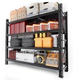 Amazon｜Lhysn スチールラック 4段 ガレージラック 倉庫 軽量棚 収納棚