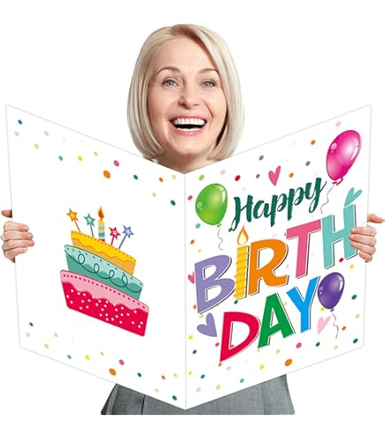 Kuxriox Jumbo Happy Birthday Card For Women Girls Kids, Large Rose Gold Birthday - View #11