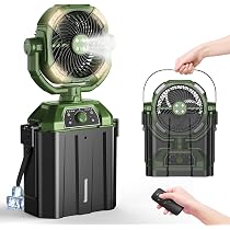 ミストファン キャンプ扇風機 最大55時間連続使用 自動首振り Amazon | 【Amazon 限定ブランド】キャンプ 扇風機 ミストファン