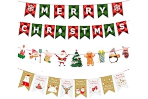 TuBaoBao クリスマス 飾り クリスマス ガーランド Merry Christmas 可愛い クリスマス パーティー 装飾 飾り付け 壁飾り 両面 厚紙 紐が付き (3種類セット B)