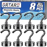 Grtard Magnetic Hooks Heavy Duty, 8 Pack 25 LBS Fridge Magnet Hooks, Strong Magnetic Hooks for Hanging, Strong Magnets with H