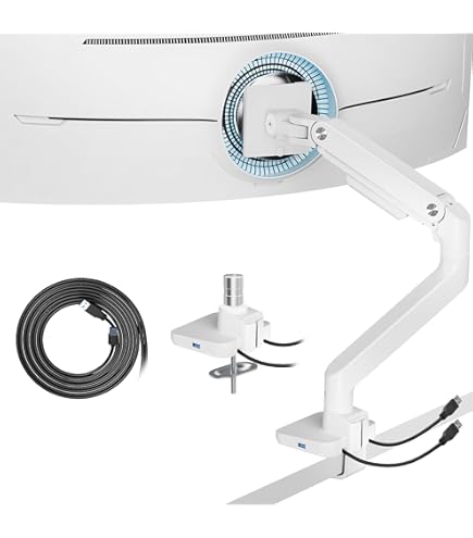 Heavy Duty Monitor Arm For Ultrawide Screens Up To 49 Inch And 39.6lbs, Premium Aluminum Single Desk Mount Stand With Gas Spring, VESA 75x75/100x100