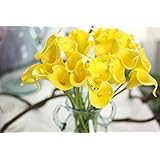 造花 枯れない花 オランダカイウ cally lily アレンジ 20本 花束 結婚式 パーティー 様々な イベント 室内インテリア 造花 (ライトイエロー)