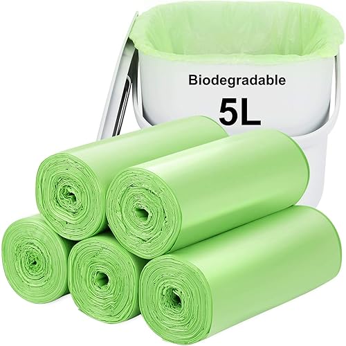 Biodegradable Trash bags 120PCS, Aievrgad 1.2Gallon/5L small Garbage bags/For Countertop Bin. Bin Liner/Trash/rubbish Bags, 1
