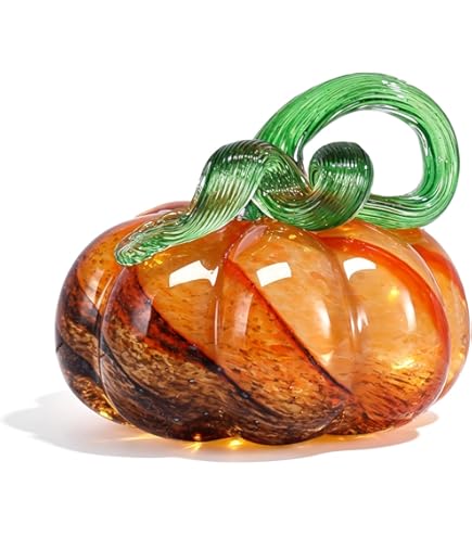 Amazon.co.jp: QFkris 12.7 cm 吹きガラス カボチャ 置物 収集品 秋