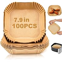 Air Fryer Disposable Paper Liners Square, 7.9 Inch Air Fryer Parchment Paper Liner 100 PCS, Non-Stick Air Fryer Paper Pads Oi
