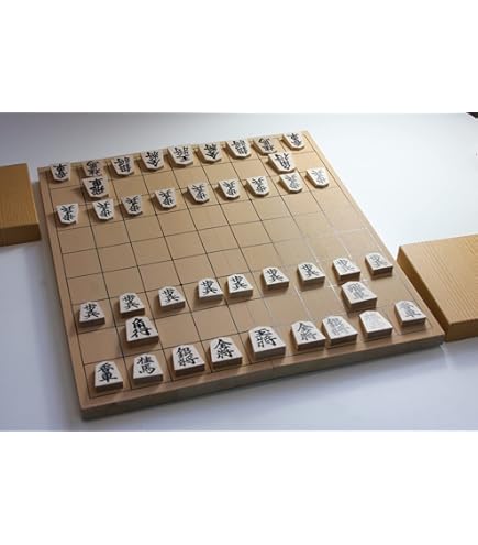 Amazon | 足付将棋盤 天地柾目 駒台付 へそ有 桐箱 将棋駒 光花作 錦旗 